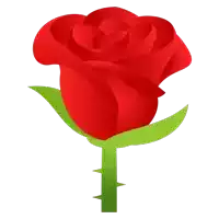 a red rose with a green stem and thorns on it