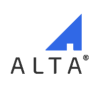 a logo for alta with a blue triangle