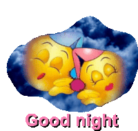 a couple of smiley faces sleeping with the words good night written below them