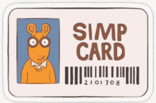 a simp card that has a picture of a cartoon character on it