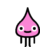 a pink squid with white eyes and a smile on its face