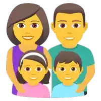 a cartoon of a family posing for a picture together