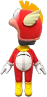 a mario kart character with a red helmet and yellow wings