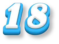 the number 18 is shown in blue and white