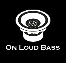 a logo for on loud bass shows a speaker