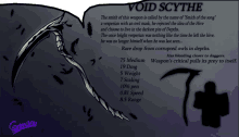 a drawing of a scythe with the name void scythe written on it