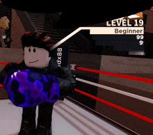 a video game character is standing in a boxing ring with the level 19 beginner