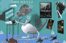 a poster for dark souls ii shows a mouse sitting at a desk