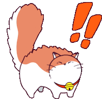 a cartoon drawing of a cat with an exclamation point above its head