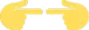 a pixel art illustration of a pair of yellow hands pointing in opposite directions .