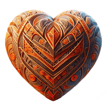 a sculpture in the shape of a heart with a geometric design