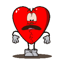 a cartoon illustration of a broken heart with hands and feet