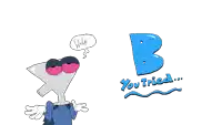 a cartoon character with a speech bubble that says help next to a b that says you tried