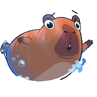 a cartoon drawing of a brown animal with bubbles around its body