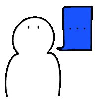 a drawing of a person with a blue speech bubble above their head