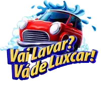 a red car with the words vai lavar va de luxcar written below it