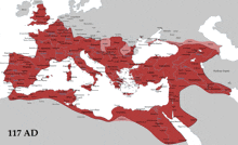 a map of the roman empire with 117 ad written on it