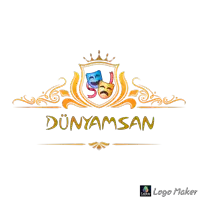 a logo for dünyamsan has a crown and two masks on it