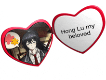 a heart shaped mirror with a picture of hong lu my beloved