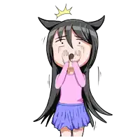 a cartoon drawing of a girl with long black hair and a crown on her head