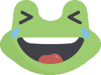 a frog is laughing with tears coming out of it 's eyes