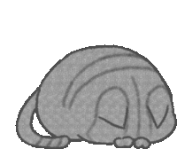 a drawing of a cat laying down with its head down