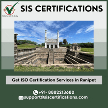 an advertisement for sis certifications shows a picture of an old building