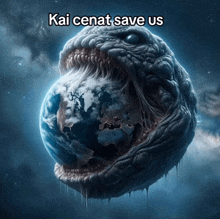 kai cenat save us is written on a poster of a monster eating the earth