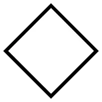 a black and white drawing of a diamond with a black border on a white background .