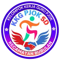 a colorful logo for kkg pjok sd with a handshake