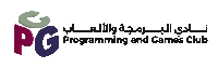 a logo for the programming and games club with arabic writing