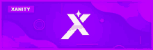 a purple background with a white letter x and the word xanity