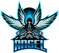 a logo for a sports team called angel with a man with wings