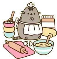 a cartoon drawing of a cat wearing a chef hat