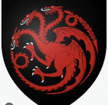 a red dragon is on a black background