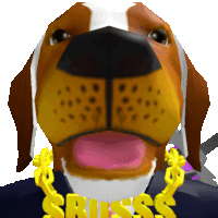 a close up of a dog wearing a gold chain that says bliss