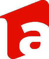 a red and white logo with the letter a in the middle