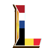 the letter l is made up of different colored blocks on a white background