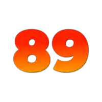 a red and orange number 89 with a white circle in the middle