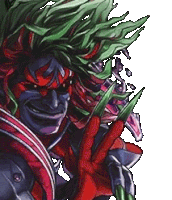 a pixel art drawing of a superhero with long green hair