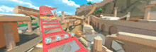 a roller coaster in a video game is going down a hill