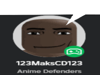 a picture of a man 's face with the name 123makscd123 anime defenders