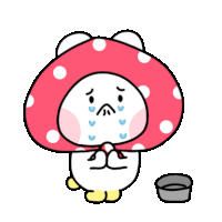 a cartoon drawing of a mushroom wearing a red hat with white polka dots