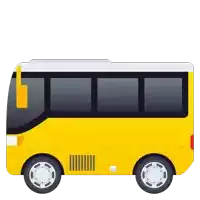 a yellow bus with white wheels and a black top