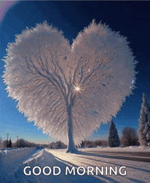 a picture of a tree that looks like a heart with the words good morning below it