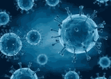 a computer generated image of a virus floating in the air .