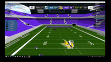 a computer screen showing a football game between the minnesota vikings and miami dolphins