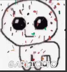 a drawing of a cartoon character with garlicito written on the bottom