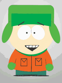 a cartoon character with a green hat and an orange jacket has two envelopes on his jacket