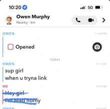 a phone screen shows a conversation between owen murphy and owen .